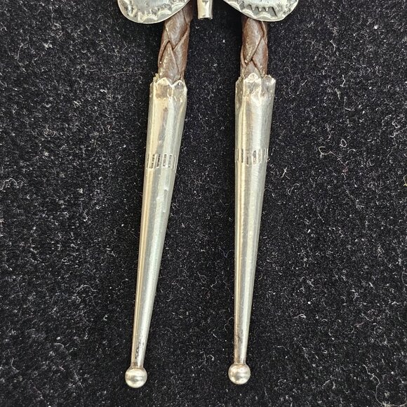 Navajo Turquoise Sterling Silver Bolo Tie Large Butterfly Signed HW. USA - Picture 6 of 12